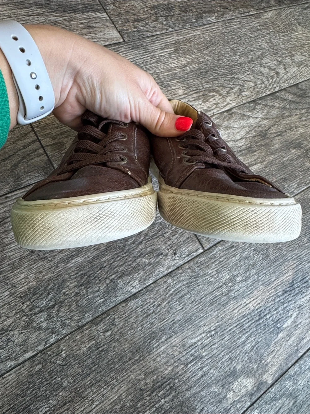 Old Navy Brown Lace-Up Casual Sneakers with Cream Soles